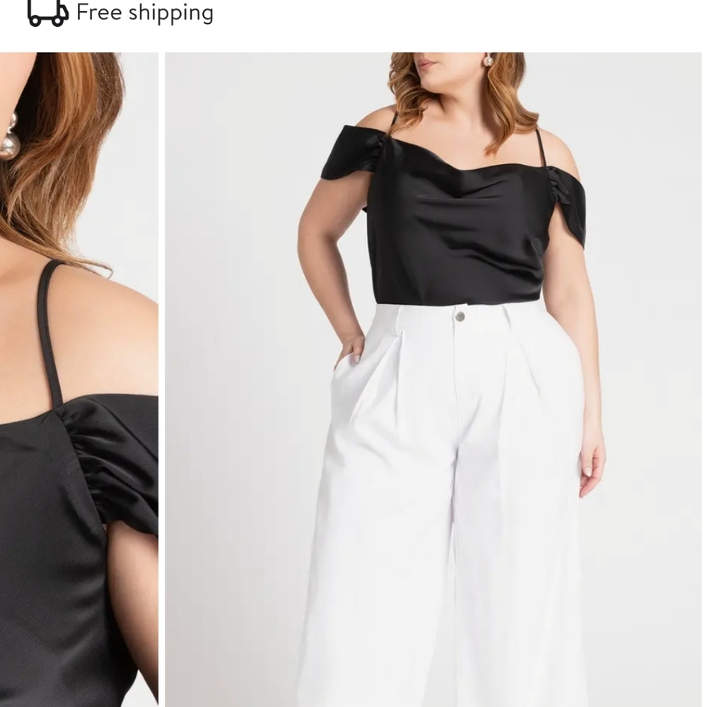 Eloquii Satin Off the Shoulder Top